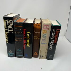 Set of Decorative Hardcover Books with Black, Cream, Orange and Teal Accents